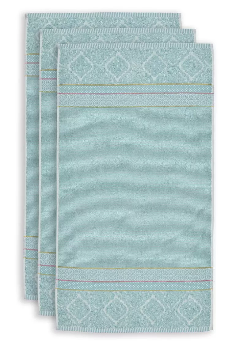 Pip Studio Badhanddoek Set/3 Soft Zellige Blue 55X100 Cm Blauw Outlet