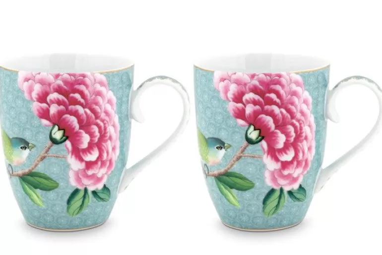 Pip Studio Blushing Birds Set/2 Mokken Groot Blauw Best Sale