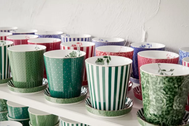 Pip Studio Royal Stripes Mok Bloemen & Theetip Groen Best Sale